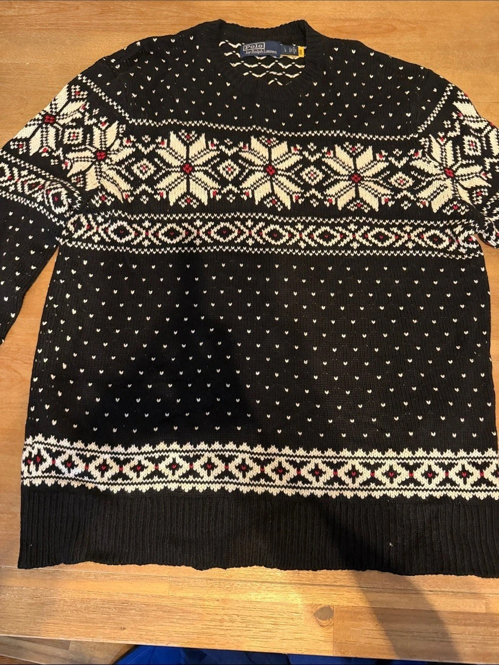 Polo by Ralph Lauren Fair Isle Geometric Sweater in Black & White Size Large